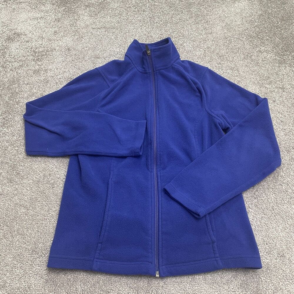 Lands' End Polartec Fleece Jacket Womens Small Blue Full Zip Pocket Outdoor Hike